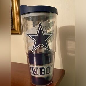 Dallas Cowboys NFL Tervis Insulated Plastic Drink Cup Tumbler 24 oz Made In USA